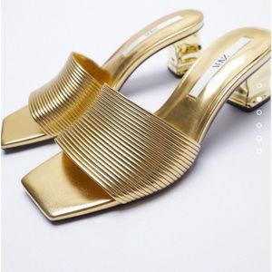 Zara Gold heeled sandal